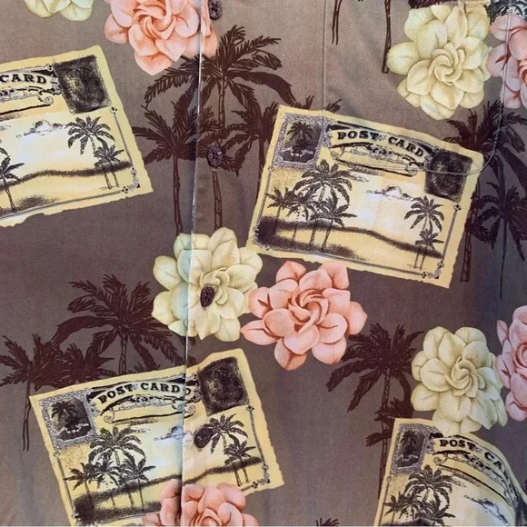 Tommy Bahama 100% Silk Hawaiian Camp Shirt Mens L Bombay Greetings Butter Yellow - Picture 4 of 6